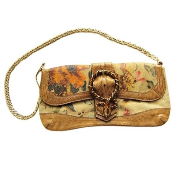 Roberto cavalli clutch python and leather
